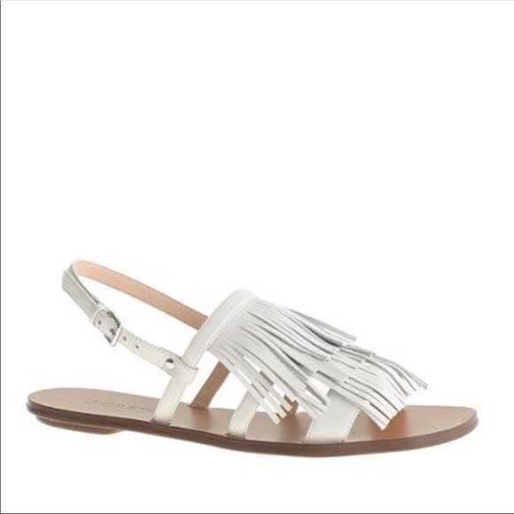 J. Crew | Shoes | J Crew Leather White Fringe Sandals | Poshmark
